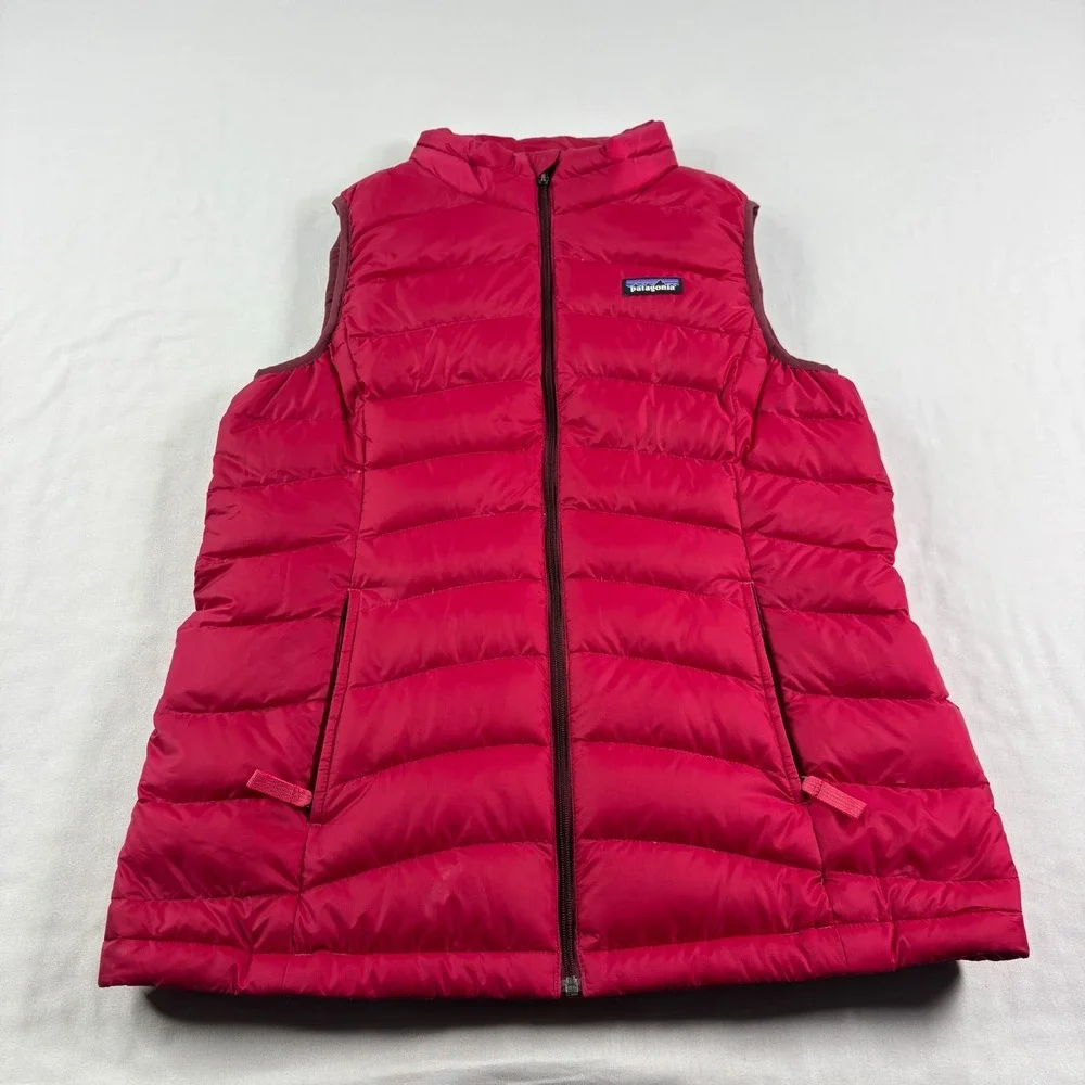 Patagonia Down Sweater Vest Girls 2XL Pink Full Zip‎ Outdoor Kids